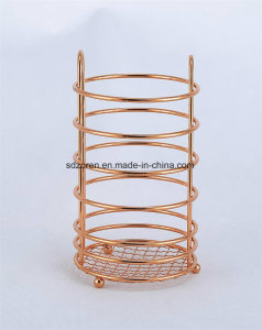 Gold Chromed Metal Wire Utensil Holder