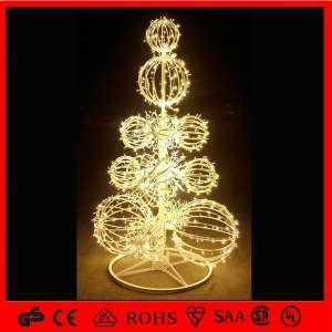H: 5m Assembled Christmas Ball Motif Lighting Artificial Tree for Shopping Center